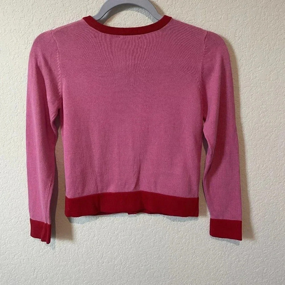 Kate Spade New York Cardigan Big Girls 8Y Pink Red Button Up Cotton - Picture 6 of 10